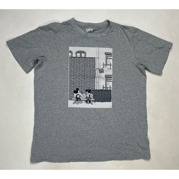 Uniqlo Disney Mickey Mouse & Minnie Mouse Graphic T-shirt Women Medium Gray - Picture 1 of 5